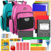 18-inch Bulk Multi Pocket Reflective Collegiate Backpack with Laptop Section with 45-Piece School Supply Kit - 2 Girl Colors by 4258SS