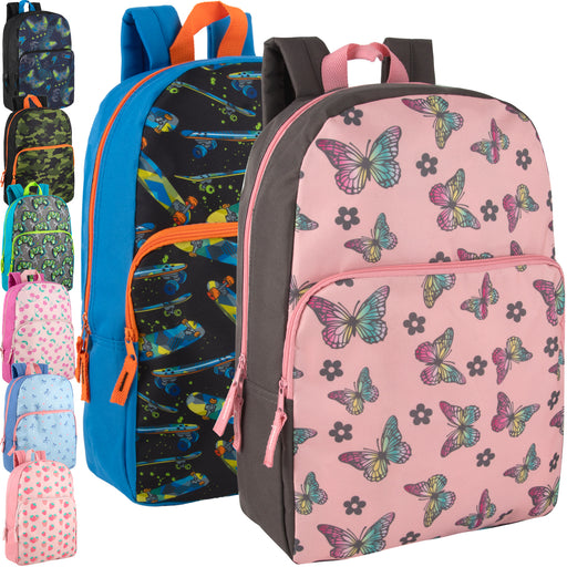 17 Inch Kids Printed Backpacks With Side Pockets - BagsInBulk.ca