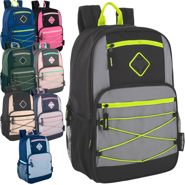 19 Inch Dome Bungee Backpack with Laptop Section- 8 Colors - BagsInBulk.ca