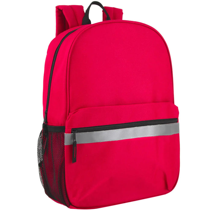 17 Inch Safety Reflective Backpack With Side Pocket - 9 Color Assortment by 4395