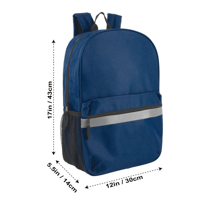 17 Inch Safety Reflective Backpack With Side Pocket - 9 Color Assortment by 4395