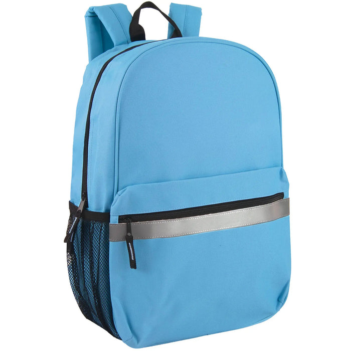 17 Inch Safety Reflective Backpack With Side Pocket - 9 Color Assortment by 4395