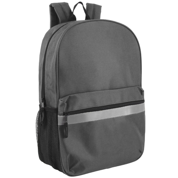 17 Inch Safety Reflective Backpack With Side Pocket - 9 Color Assortment by 4395