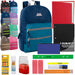 17-Inch Double Front Zippered Pocket Backpack & 20-Piece School Supplies Kit - 9 Colors - BagsInBulk.ca