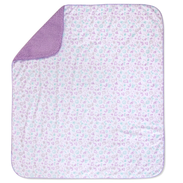 Baby Sherpa Blankets 35" x 30" - Purple Hearts - BagsInBulk.ca