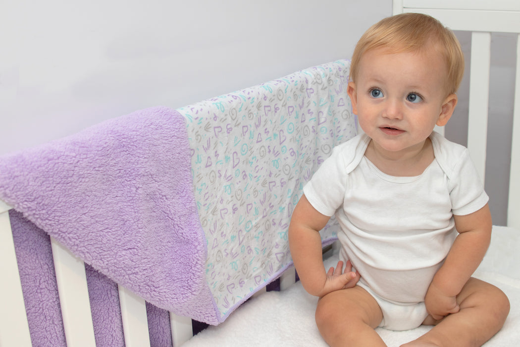 Baby Sherpa Blankets 35" x 30" - Purple Hearts - BagsInBulk.ca