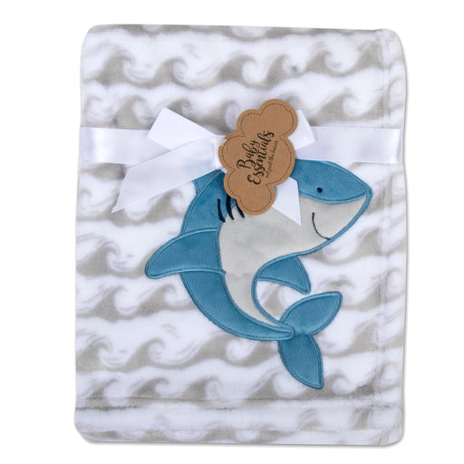 Baby Fleece Blankets 36" x 30" - Shark Themed - BagsInBulk.ca