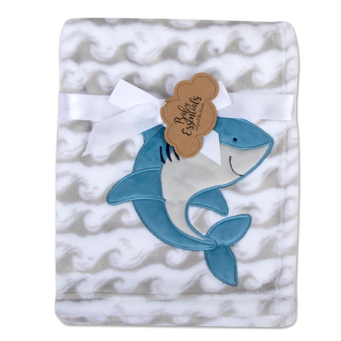 Baby Fleece Blankets 36" x 30" - Shark Themed - BagsInBulk.ca