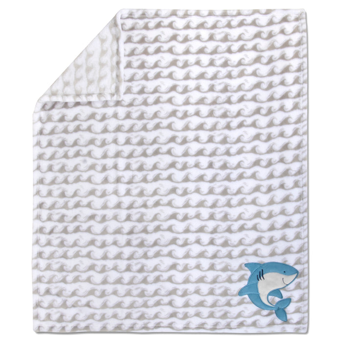 Baby Fleece Blankets 36" x 30" - Shark Themed - BagsInBulk.ca