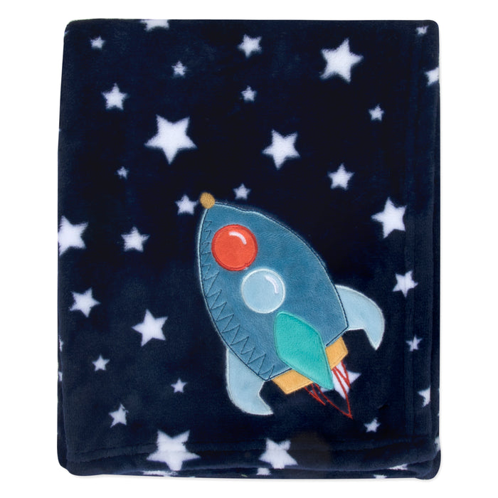 Baby Fleece Blankets 36" x 30" - Space Ship Themed - BagsInBulk.ca