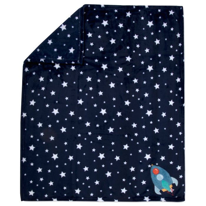 Baby Fleece Blankets 36" x 30" - Space Ship Themed - BagsInBulk.ca