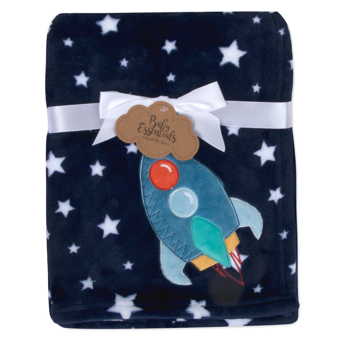 Baby Fleece Blankets 36" x 30" - Space Ship Themed - BagsInBulk.ca