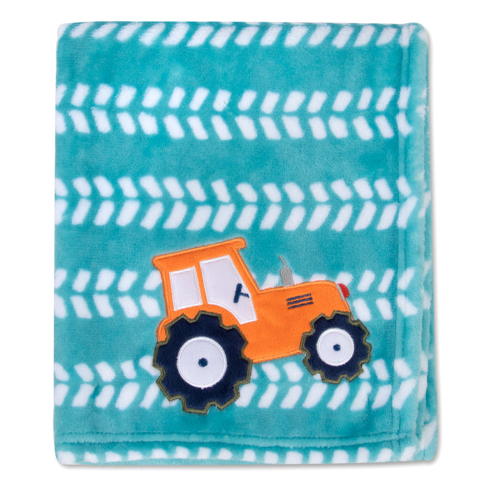 Baby Fleece Blankets 36" x 30" - Tractor Themed - BagsInBulk.ca