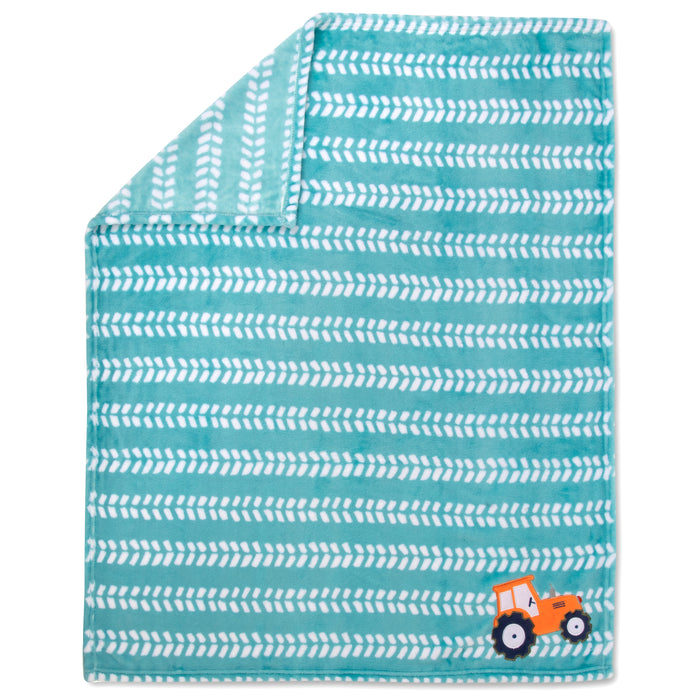 Baby Fleece Blankets 36" x 30" - Tractor Themed - BagsInBulk.ca