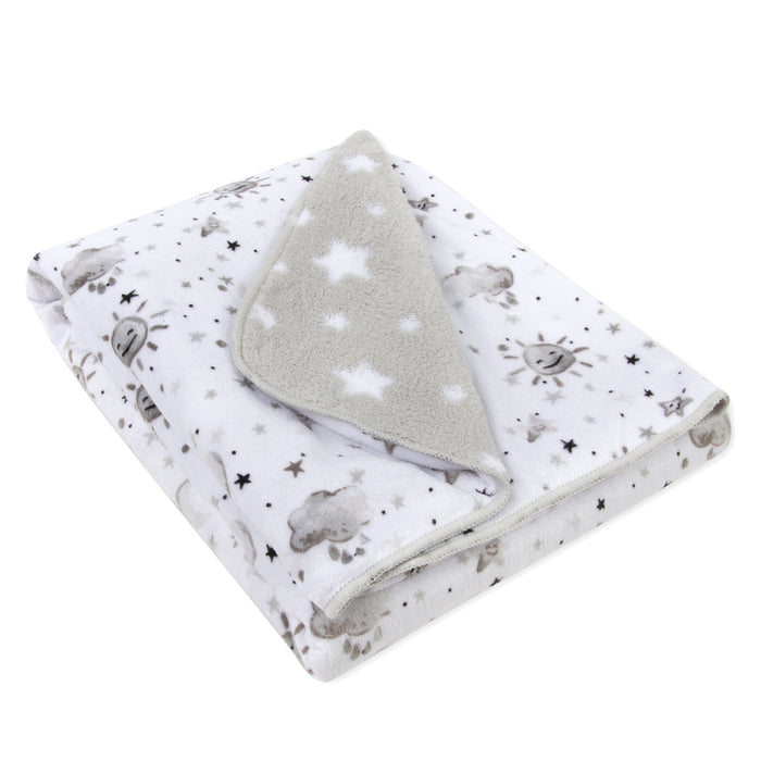 Baby Fleece Reversible Blankets 36" x 30" - Starry Night - BagsInBulk.ca