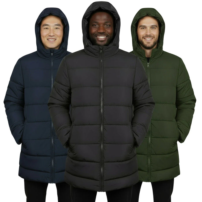 Men's Hooded Puffer Winter Coat - 3 Colors - BagsInBulk.ca