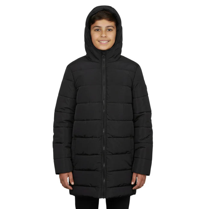 Youth Hooded Puffer Winter Coat - Black Only - BagsInBulk.ca