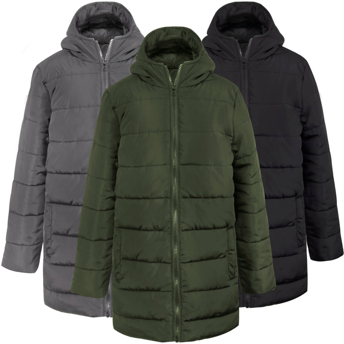 Youth Hooded Puffer Winter Coat - 3 Colors - BagsInBulk.ca