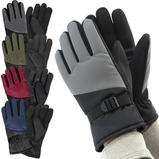 Adult Winter Color Block Gloves - Assorted Colors - BagsInBulk.ca
