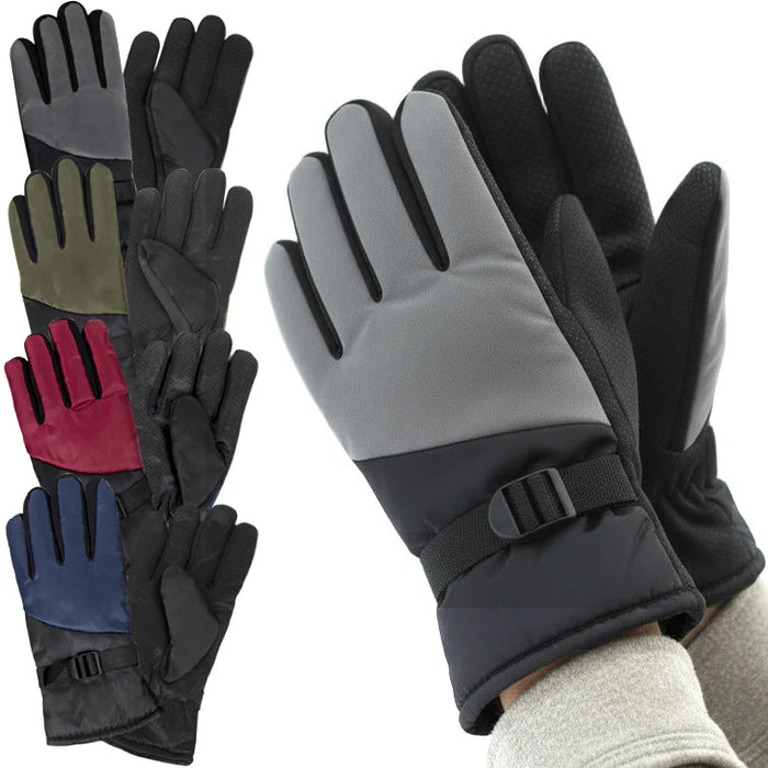 Adult Winter Color Block Gloves - Assorted Colors - BagsInBulk.ca