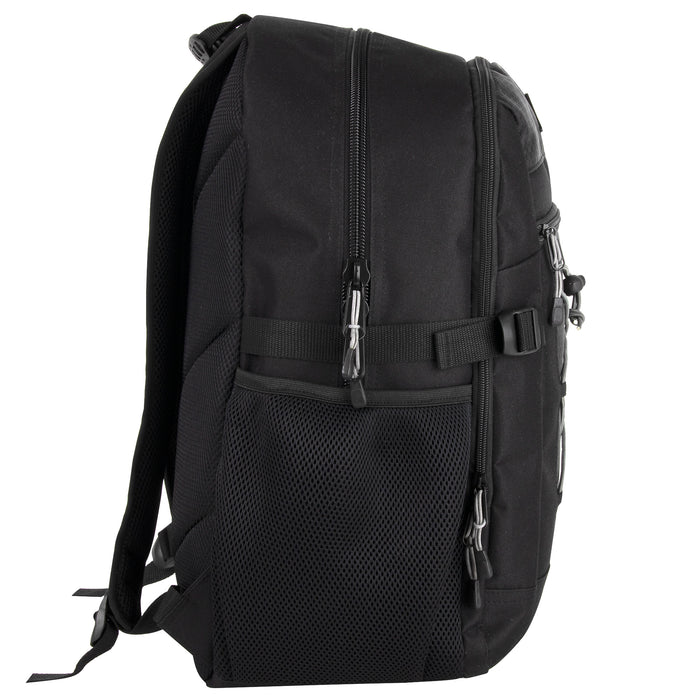 19 Inch Bungee Jacquard Cord Backpack With Padded Laptop Section - Black - BagsInBulk.ca