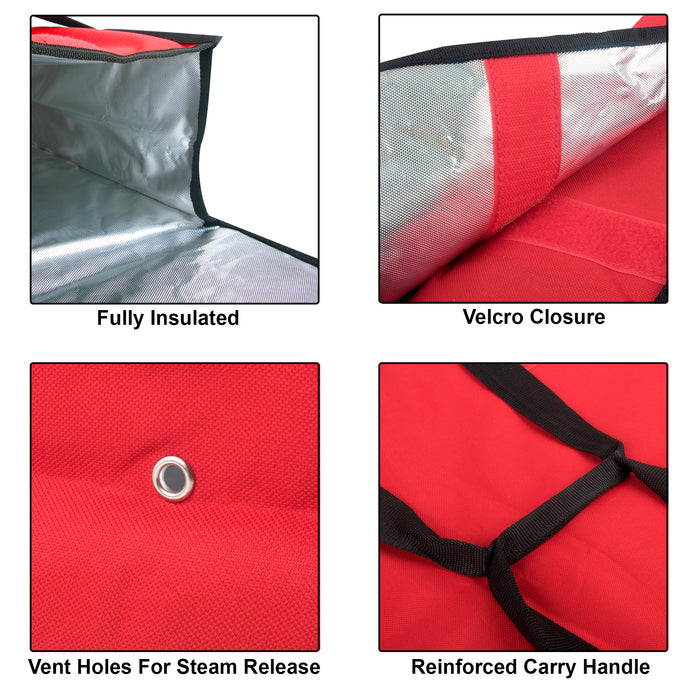 Trailmaker Insulated Pizza Carrier with Handle - Red - BagsInBulk.ca