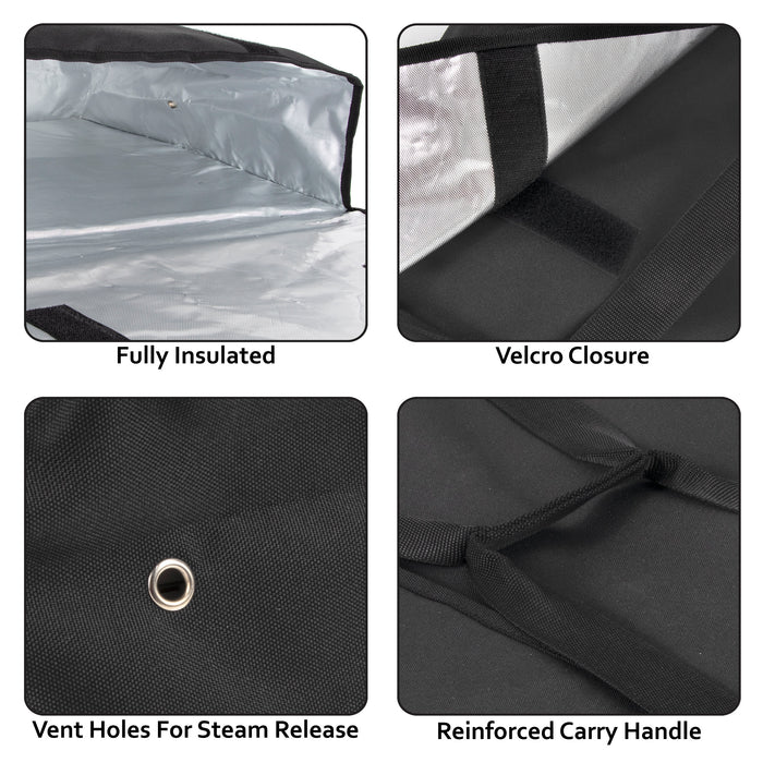 Trailmaker Insulated Pizza Carrier with Handle - Black - BagsInBulk.ca