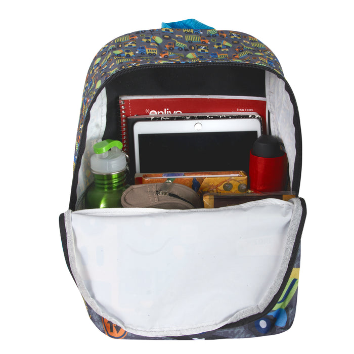 Wholesale 15 Inch Printed Backpacks - Truck Themed
