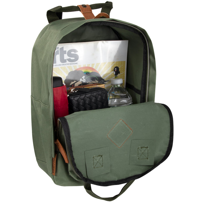 12-Inch Squared Mini Backpack with Twin Handle - Hunter Green - BagsInBulk.ca
