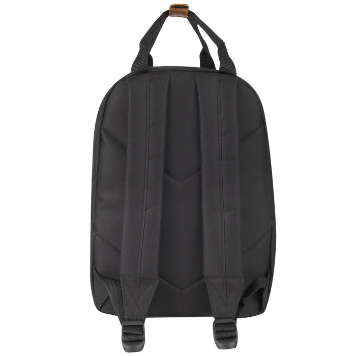 12-Inch Squared Mini Backpack with Twin Handle - Black - BagsInBulk.ca