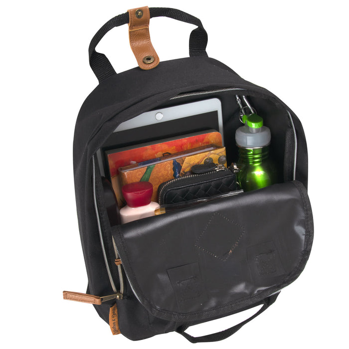 12-Inch Squared Mini Backpack with Twin Handle - Black - BagsInBulk.ca