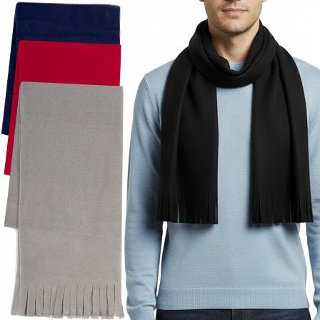 Adult Fleece Scarves 60" x 8" with Fringe - Assorted Colors - BagsInBulk.ca