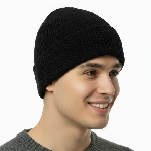 Adult Knit Winter Hat Beanie – Black - BagsInBulk.ca