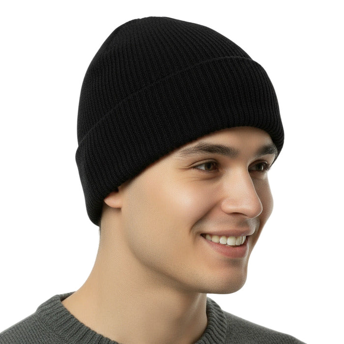 Adult Knit Winter Hat Beanie – Black - BagsInBulk.ca