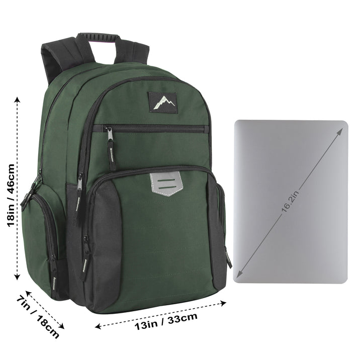 Reflective Multi Pocket Backpack with Laptop Section - 4 Colors - BagsInBulk.ca