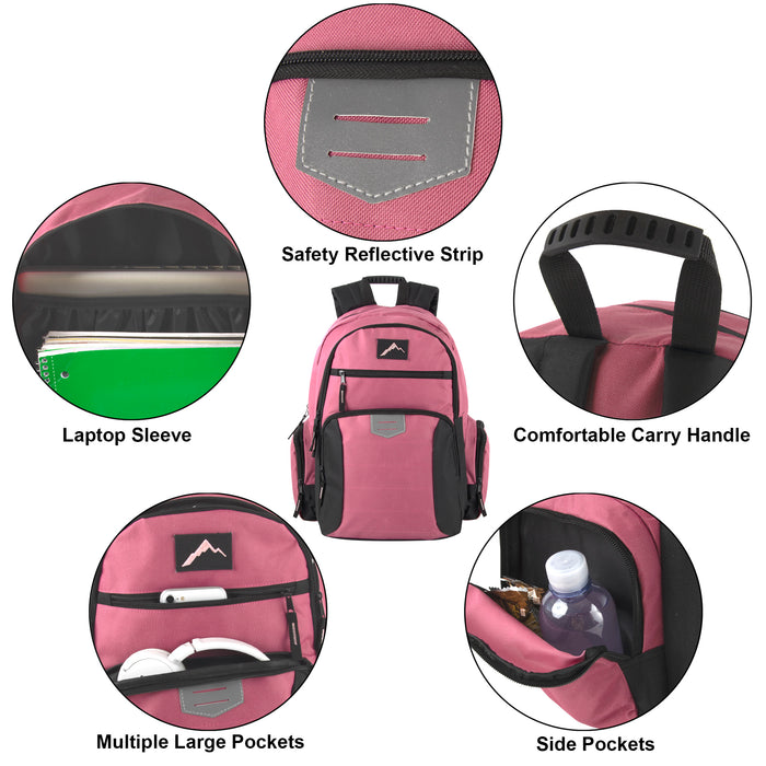 Reflective Multi Pocket Backpack with Laptop Section - 3 Girl Colors - BagsInBulk.ca