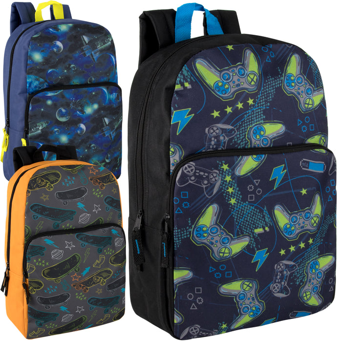 17 Inch Kids Printed Backpacks With Side Pockets - BagsInBulk.ca