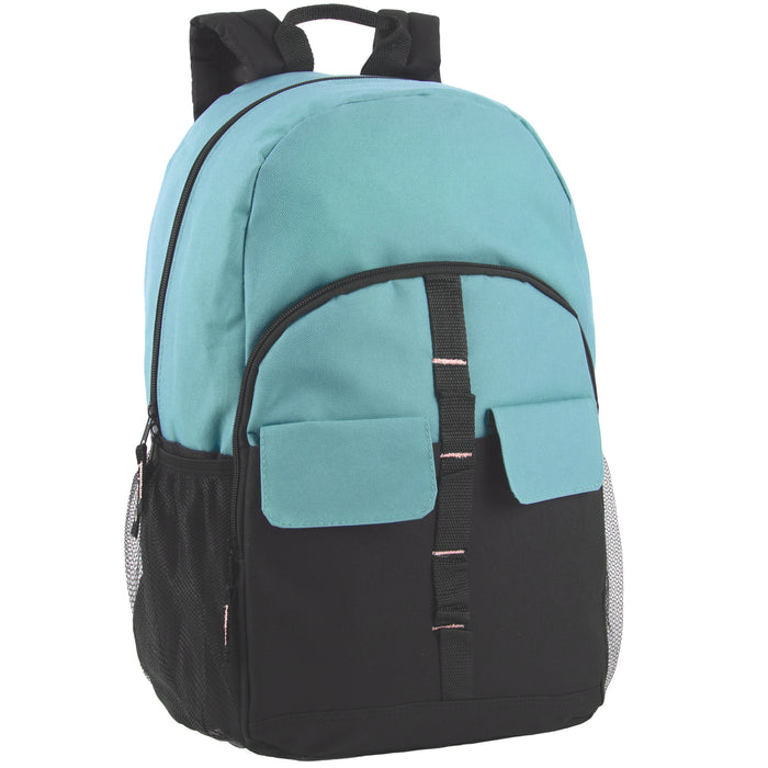 18 Inch Double Flap & Daisy Chain Backpack - 3 Pastel Colors - BagsInBulk.ca