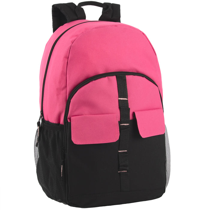 18 Inch Double Flap & Daisy Chain Backpack - 3 Pastel Colors - BagsInBulk.ca