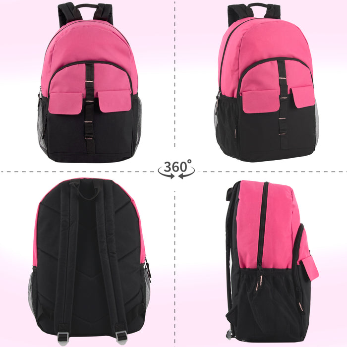 18 Inch Double Flap & Daisy Chain Backpack - 3 Pastel Colors - BagsInBulk.ca