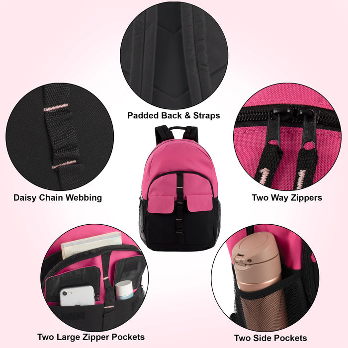 18 Inch Double Flap & Daisy Chain Backpack - 3 Pastel Colors - BagsInBulk.ca