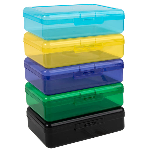 Plastic Pencil Box - Assorted Colors - BagsInBulk.ca