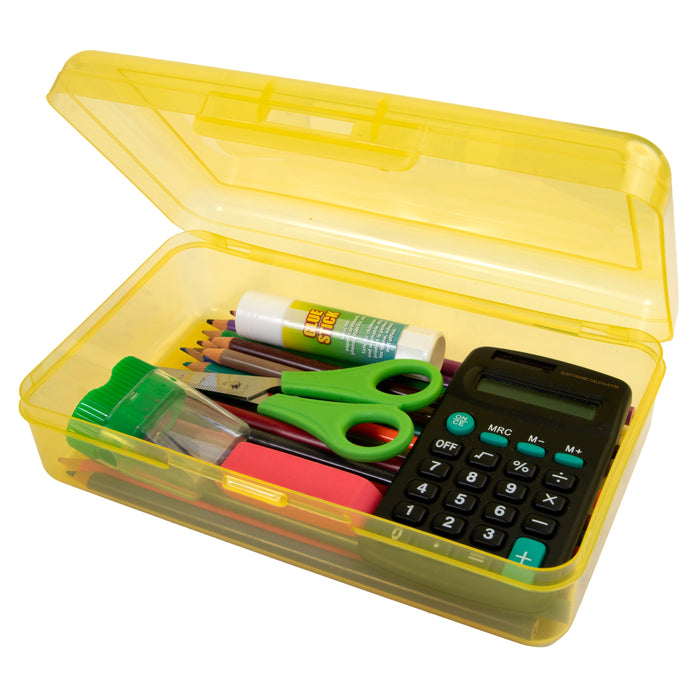 Plastic Pencil Box - Assorted Colors - BagsInBulk.ca