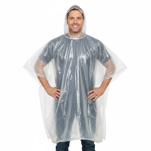 Disposable Rain Ponchos - Clear - BagsInBulk.ca