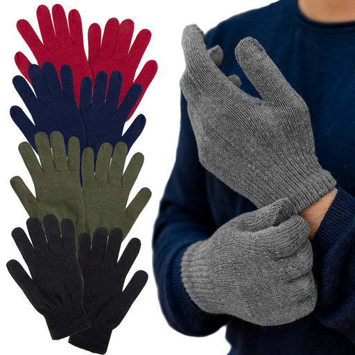 Adult Knitted Gloves - 5 Assorted Colors - BagsInBulk.ca