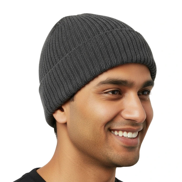 Adult Wool Knit Hat Beanie - Grey - BagsInBulk.ca