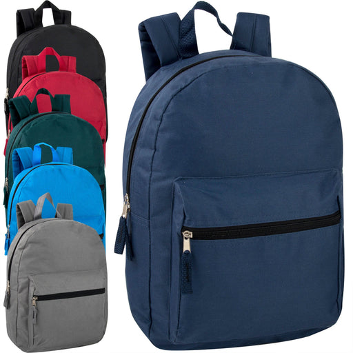 15 Inch Basic Backpack - 6 Colors - BagsInBulk.ca