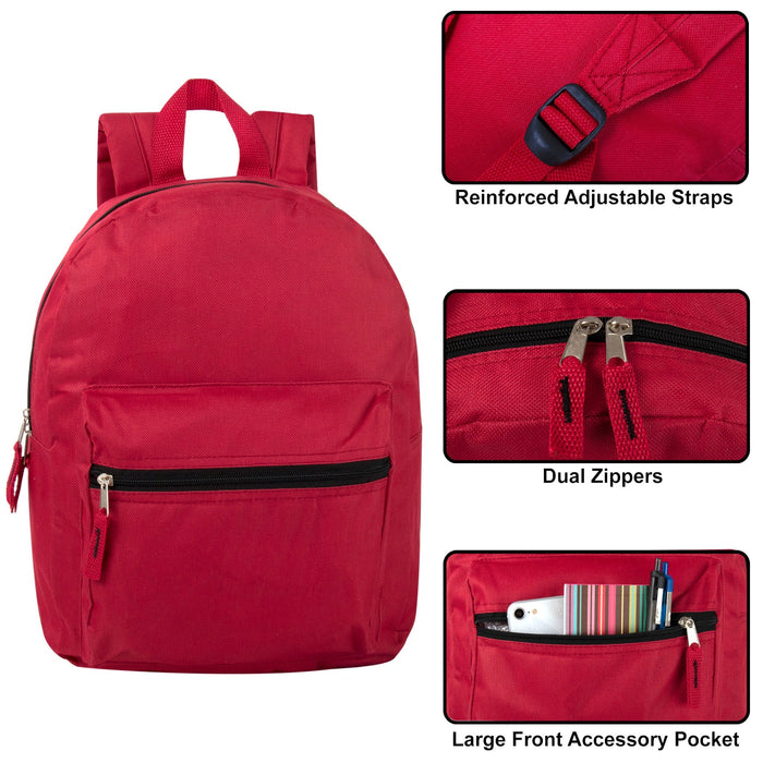 15 Inch Basic Backpack - 6 Colors - BagsInBulk.ca