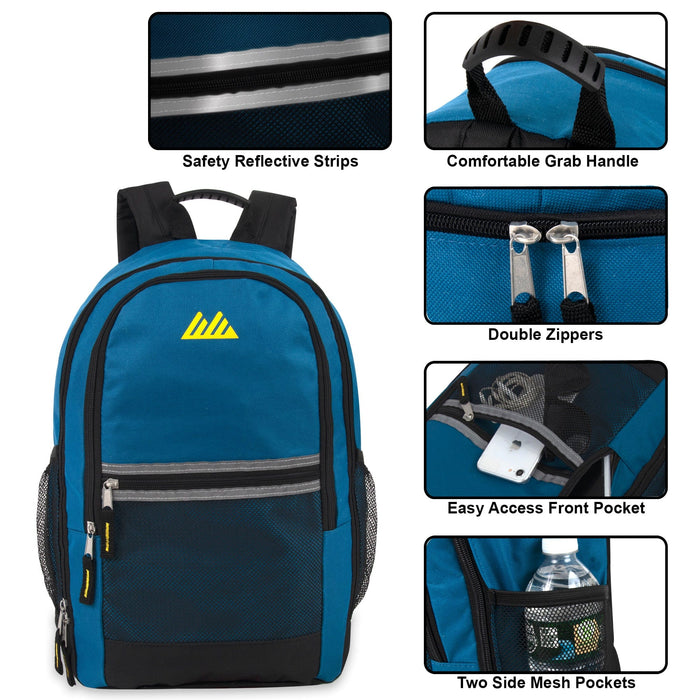 Wholesale 18 Inch Multi Pocket Reflective Backpack - 5 Colors