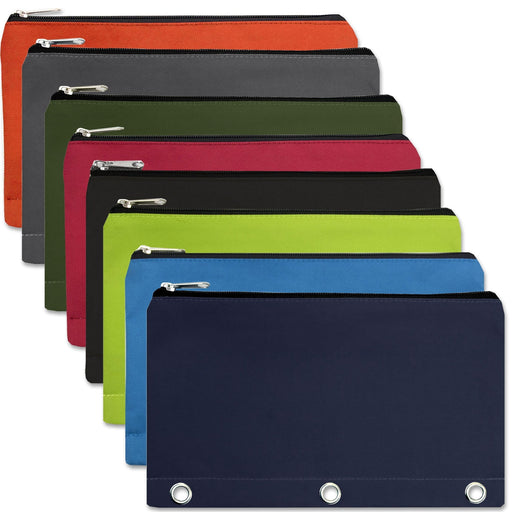 wholesale three ring pencil cases in assorted colors